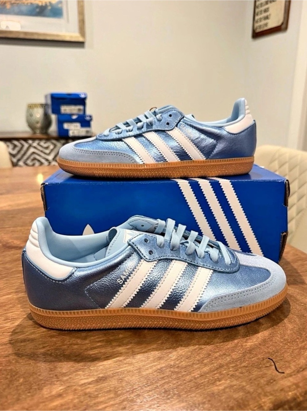 Adidas Samba OG J-Metallic Blue Sneakers- Size 7Y/8.5W/7M BNIB